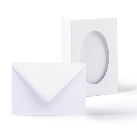 White Tri-Fold Oval Aperture Cards Pack