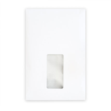 Weiße Faltentasche mit Fenster 229x162x25 mm (C5)