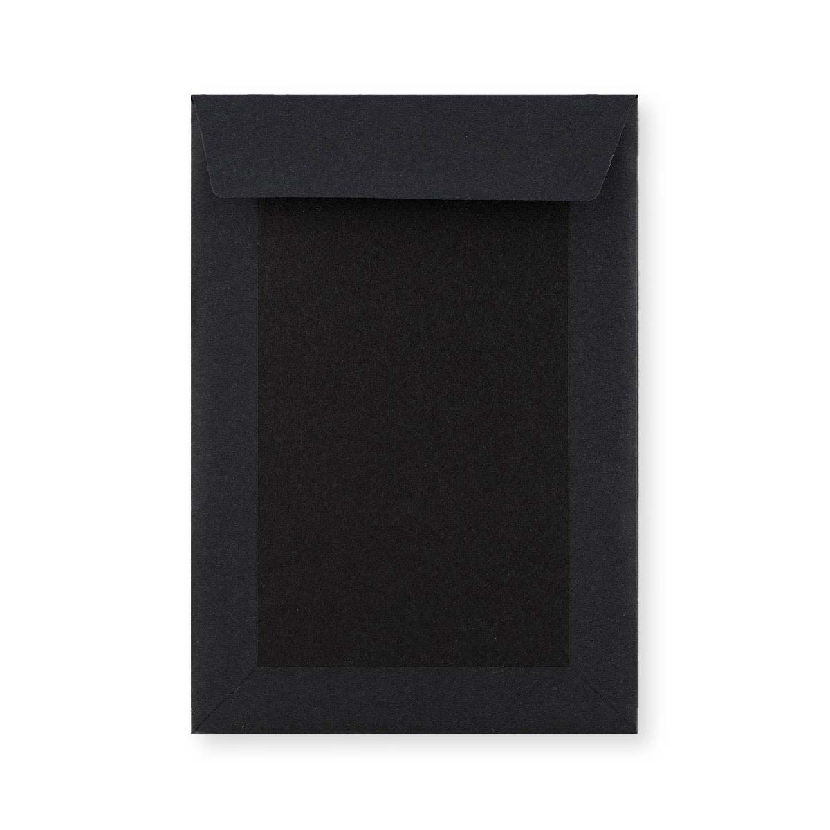 Fuldstændig  Sort Kuvert med Kartonbagside 229x162 mm (C5)