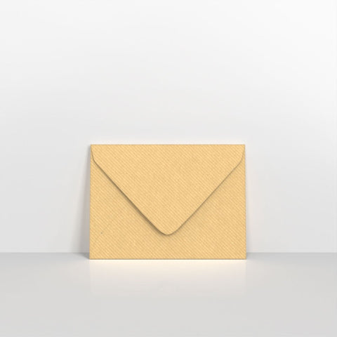 A0170100 - Brown Ribbed Gummed Greeting Card V Flap Envelopes - Greeting Card Envelopes