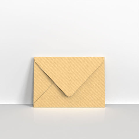 A01C6 - Brown Ribbed Gummed Greeting Card V Flap Envelopes - Greeting Card Envelopes