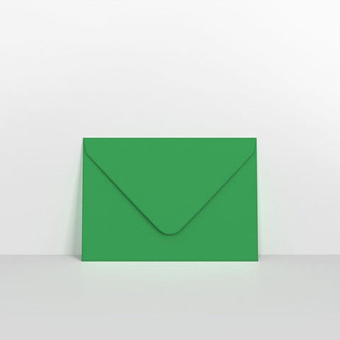 CUC7KGR - Holly Green Coloured Gummed Greeting Card V Flap Envelopes - Greeting Card Envelopes