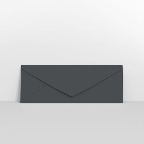 DGREY80215 - Dark Grey Coloured Gummed V Flap Envelopes - Greeting Card Envelopes