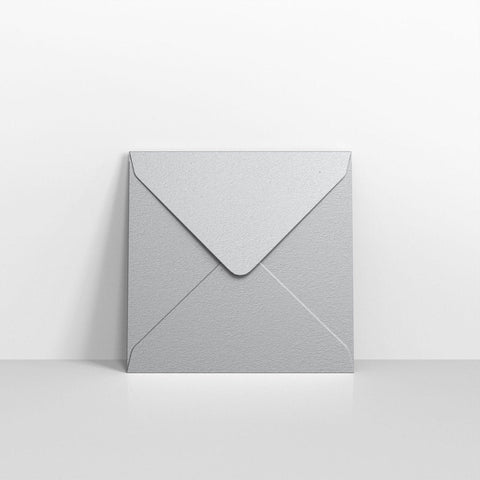 E05116 - Metallic Silver Coloured Gummed V Flap Envelopes - Greeting Card Envelopes