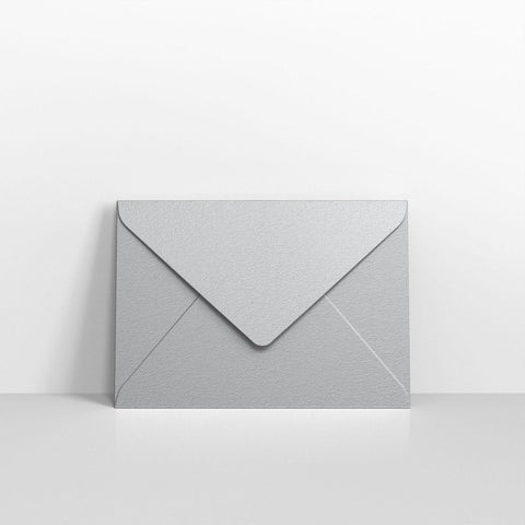 E05133 - Metallic Silver Coloured Gummed V Flap Envelopes - Greeting Card Envelopes