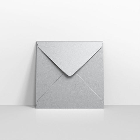 E05140 - Metallic Silver Coloured Gummed V Flap Envelopes - Greeting Card Envelopes