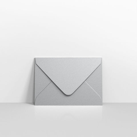 E0582 - Metallic Silver Coloured Gummed V Flap Envelopes - Greeting Card Envelopes