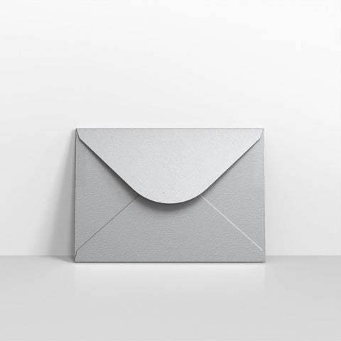 E05C5 - Metallic Silver Coloured Gummed V Flap Envelopes - Greeting Card Envelopes