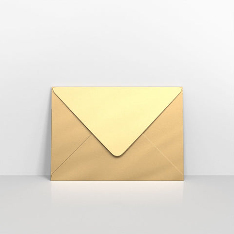 GCC5GO - Gold Coloured Gummed V Flap Envelopes - Greeting Card Envelopes