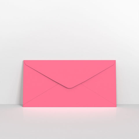 GCDLBP - Bright Pink Coloured Gummed V Flap Envelopes - Greeting Card Envelopes