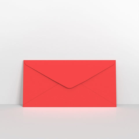 GCDLBR - Bright Red Coloured Gummed V Flap Envelopes - Greeting Card Envelopes