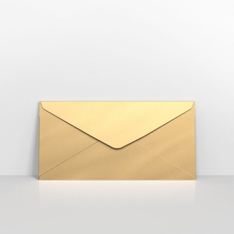 GCDLGO - Gold Coloured Gummed V Flap Envelopes - Greeting Card Envelopes