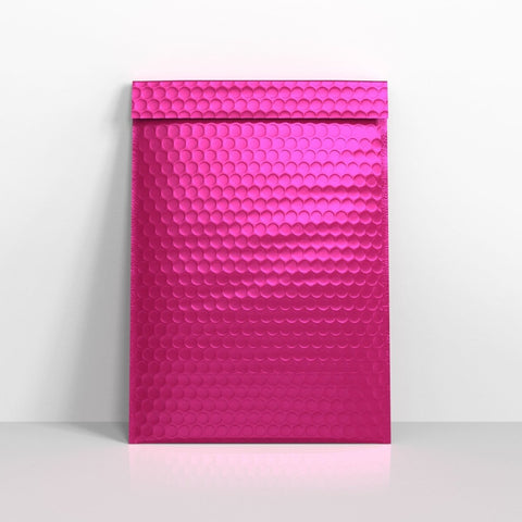 MB324HP - Hot Pink Metallic Finish Bubble Bag Mailers - Metallic Finish Bubble Bag Mailers