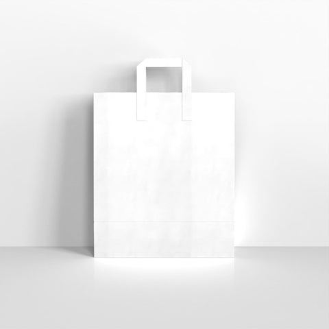 PFHBAGW3 - White Paper Flat Handle Carrier Bags - Carrier Bags