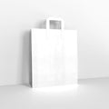 PFHBAGW3 - White Paper Flat Handle Carrier Bags - Carrier Bags