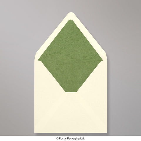 TL160GR - Ivory & Green Fancy Paper Lined Envelopes - Lined Envelopes