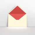 TLC5R - Ivory & Red Fancy Paper Lined Envelopes - Lined Envelopes