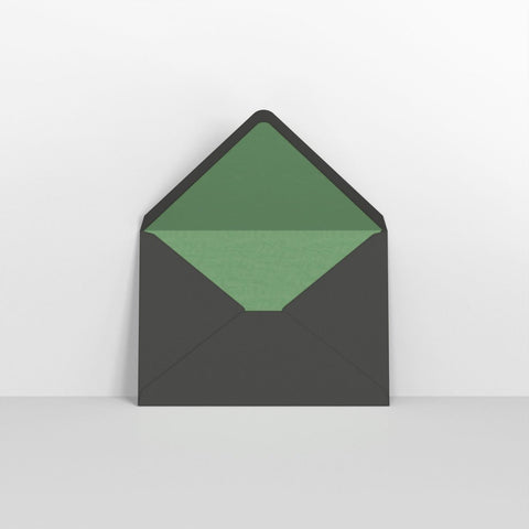 TLC6GR - B - Black & Green Fancy Paper Lined Envelopes - Lined Envelopes