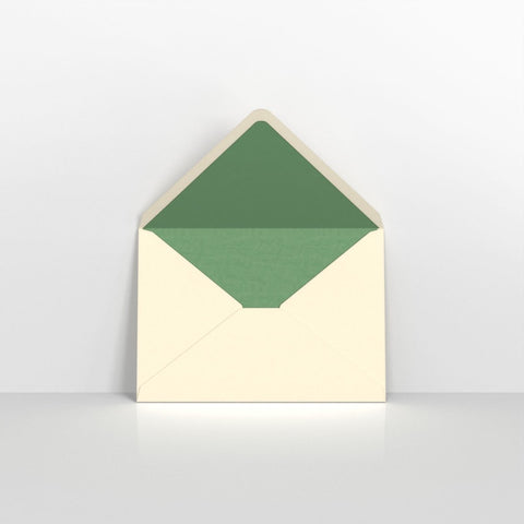 TLC6GR - Ivory & Green Fancy Paper Lined Envelopes - Lined Envelopes