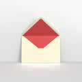 TLC6R - Ivory & Red Fancy Paper Lined Envelopes - Lined Envelopes