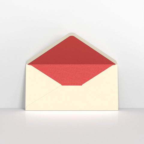 TLDLR - Ivory & Red Fancy Paper Lined Envelopes - Lined Envelopes